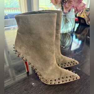 Christian Louboutin Gray Heeled Boots with Studs